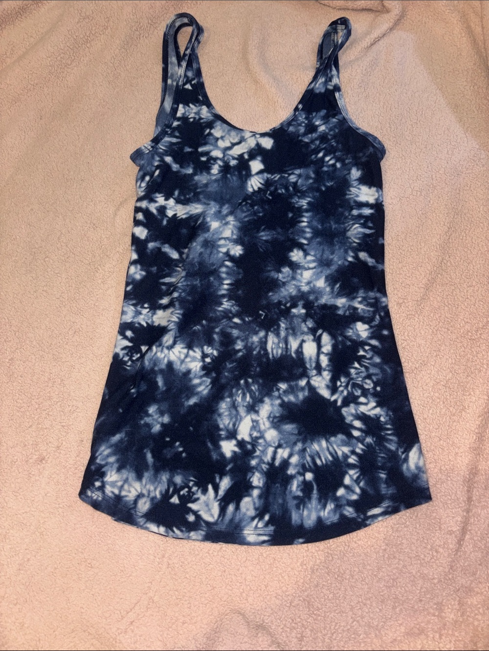 Tie-Dye Navy & White Scoop Neck Tank